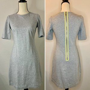 ELIZA J Gray Short Sleeve Jersey DRESS with YELLOW TRIM AND ZIPPER Size 4